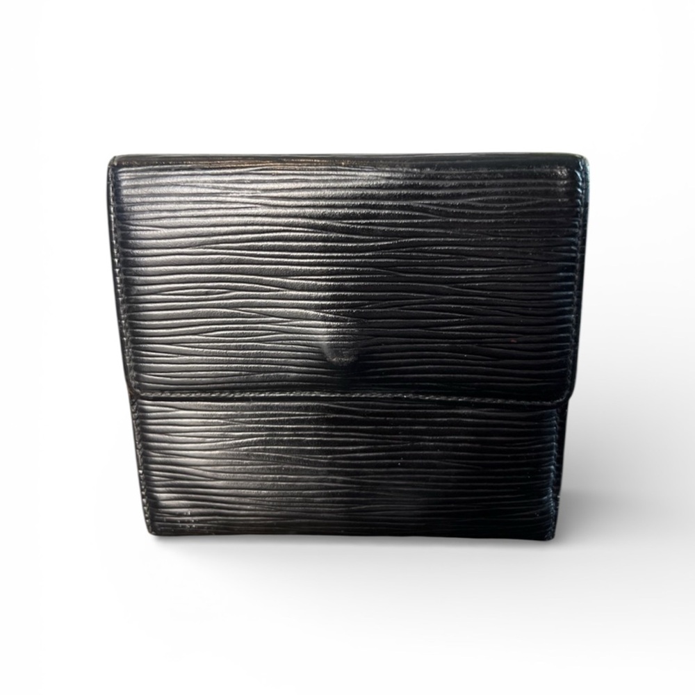 Authentic Louis Vuitton Black Epi Elise wallet
